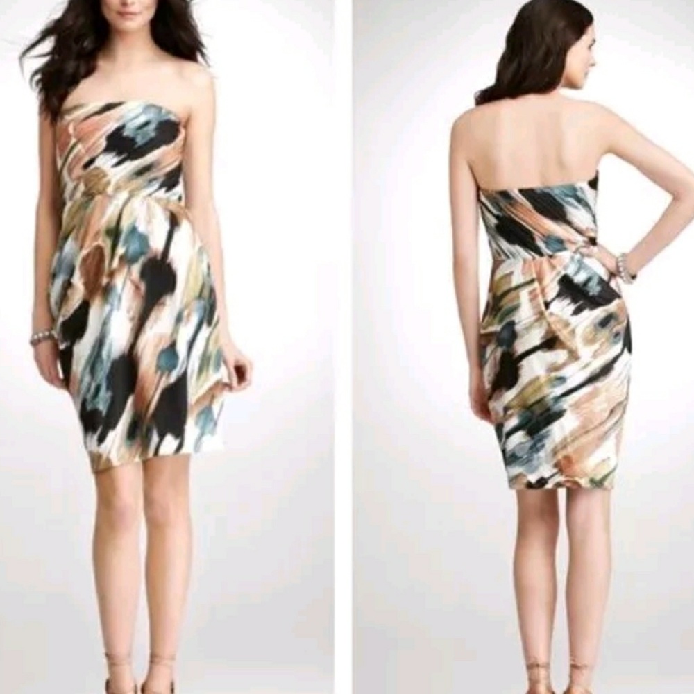 Ann Taylor Multicolor Strapless Brushstroke Sz 6
